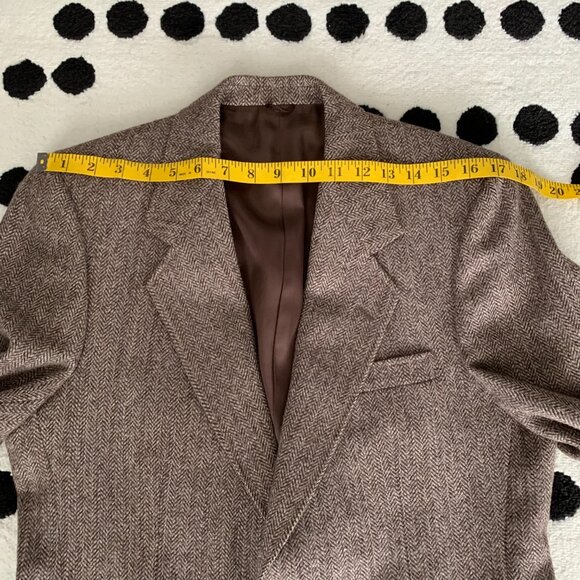 Vintage Tweed Blazer Sport Coat 38 Brown Herringbone Wool 90s Old Money Jacket - Picture 11 of 16